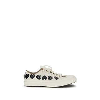 Weiße Low-Top-Sneaker aus Segeltuch