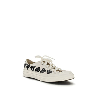 Weiße Low-Top-Sneaker aus Segeltuch