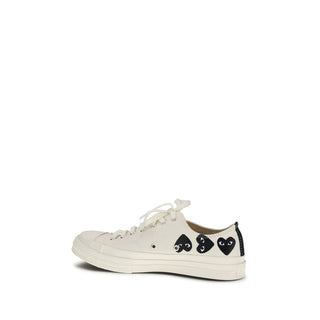 Weiße Low-Top-Sneaker aus Segeltuch