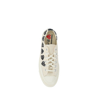 Weiße Low-Top-Sneaker aus Segeltuch