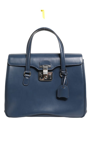 Bolso de hombro Lady Lock de cuero liso azul