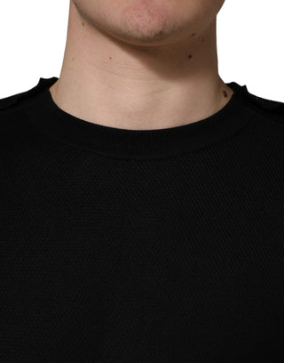 Suéter Negro de Manga Larga con Cuello Redondo