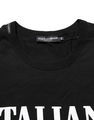 Baumwoll-T-Shirt mit Rundhalsausschnitt und schwarzem Tarnmuster