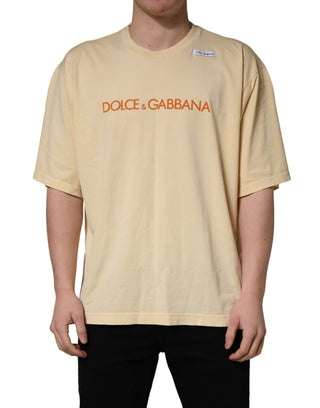 Gelbes T-Shirt aus Baumwolle mit Logo-Print und Rundhalsausschnitt