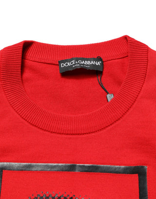 Red Eye Print Rundhalspullover