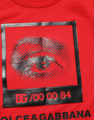 Red Eye Print Rundhalspullover