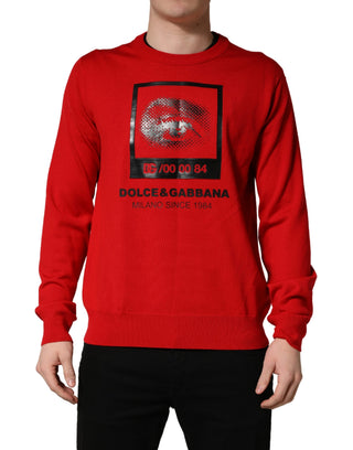 Red Eye Print Rundhalspullover