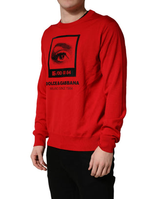 Red Eye Print Rundhalspullover