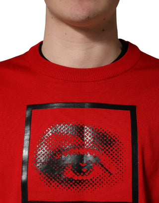 Red Eye Print Rundhalspullover