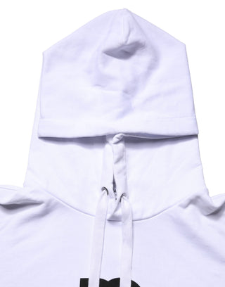Sudadera Blanca de Algodón con Capucha y Estampado de Logo