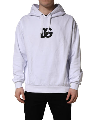 Sudadera Blanca de Algodón con Capucha y Estampado de Logo