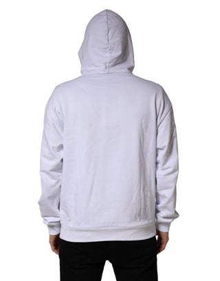 Sudadera Blanca de Algodón con Capucha y Estampado de Logo