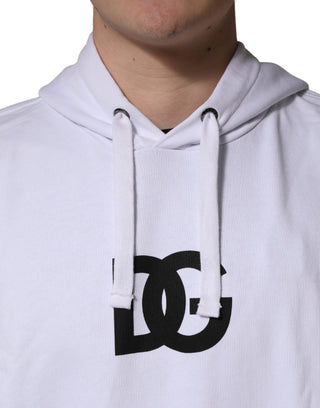 Sudadera Blanca de Algodón con Capucha y Estampado de Logo