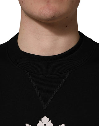 Schwarzes Baumwoll-Sweatshirt mit Verzierungen