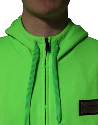 Sudadera con capucha de forro polar verde con cremallera completa