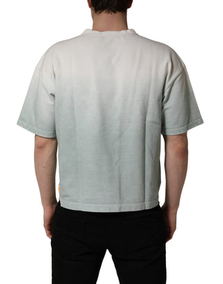 Grünes Batik-T-Shirt mit Rundhalsausschnitt und Grafikprint aus Baumwolle