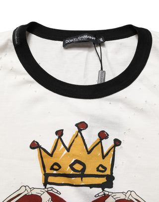 Weißer King Of Love Baumwoll-Herren-T-Shirt mit Aufdruck