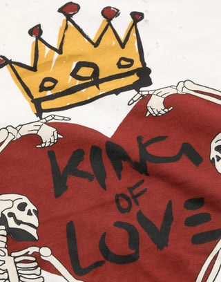 Weißer King Of Love Baumwoll-Herren-T-Shirt mit Aufdruck