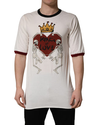 Weißer King Of Love Baumwoll-Herren-T-Shirt mit Aufdruck