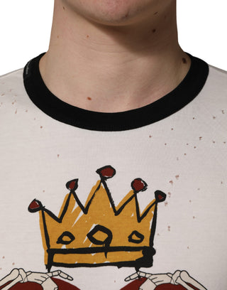 Weißer King Of Love Baumwoll-Herren-T-Shirt mit Aufdruck