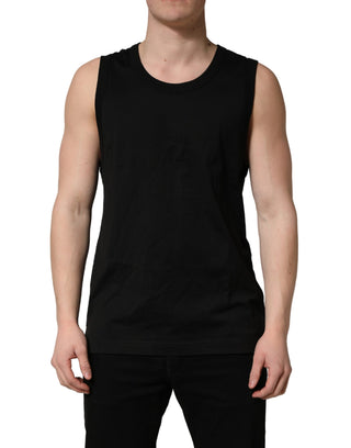 Black Cotton Sleeveless Men Tank Top T-shirt