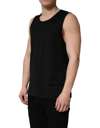 Black Cotton Sleeveless Men Tank Top T-shirt