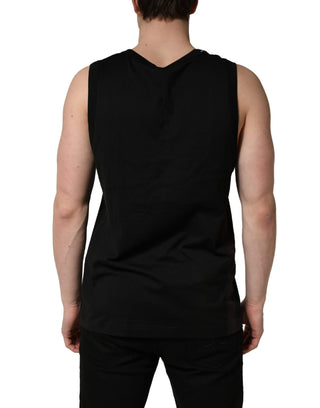 Black Cotton Sleeveless Men Tank Top T-shirt
