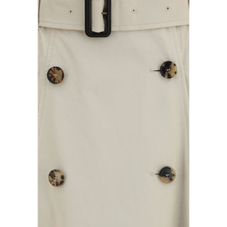 Falda midi beige de algodón