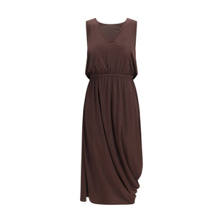 Vestido casual de viscosa marrón
