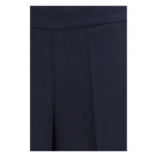 Blue Polyester Casual Pants