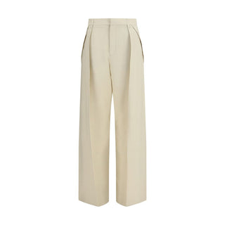 Beige Viscose Casual Pants