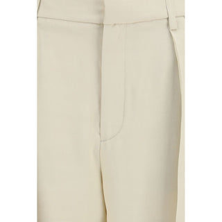 Beige Viscose Casual Pants