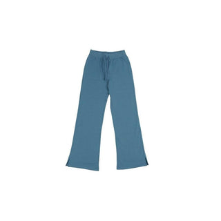 Blue Cotton Casual Pants