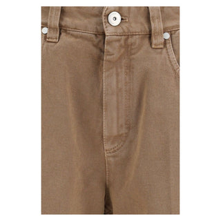 Brown Cotton Straight-Leg Jeans