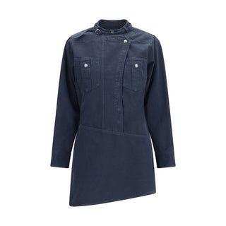 Blue Cotton Casual Dress