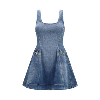 Blue Cotton Casual Dress