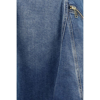Blue Cotton Casual Dress