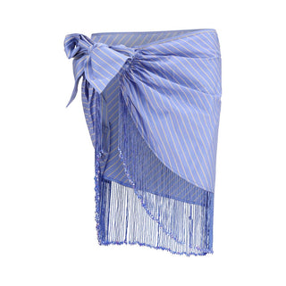 Blue Cotton Midi Skirt