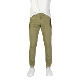 Green Cotton Casual Pants