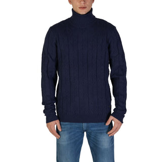 Blauer Polyester-Rollkragenpullover