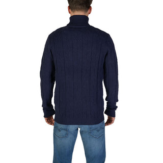 Blauer Polyester-Rollkragenpullover