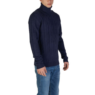 Blauer Polyester-Rollkragenpullover