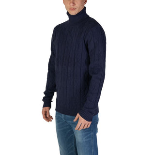 Blauer Polyester-Rollkragenpullover