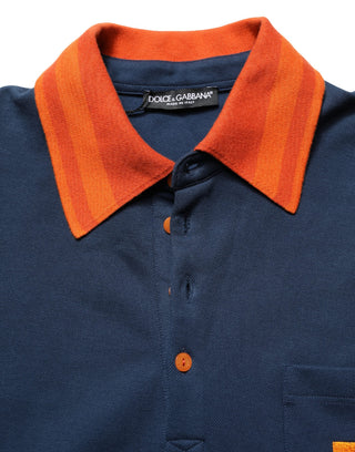 Marineblaues Baumwoll-Polohemd für Herren mit Logo und kurzen Ärmeln