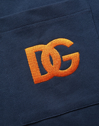 Marineblaues Baumwoll-Polohemd für Herren mit Logo und kurzen Ärmeln