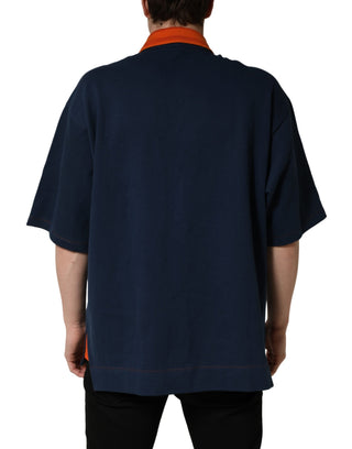 Marineblaues Baumwoll-Polohemd für Herren mit Logo und kurzen Ärmeln