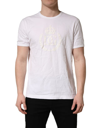 Weißes DG Crown Herren-T-Shirt aus Baumwolle mit Prägung