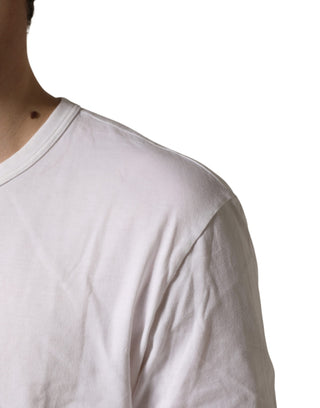 White Cotton DG Crown Embossed Men T-shirt