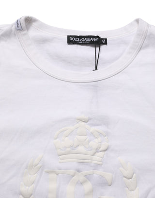 White Cotton DG Crown Embossed Men T-shirt
