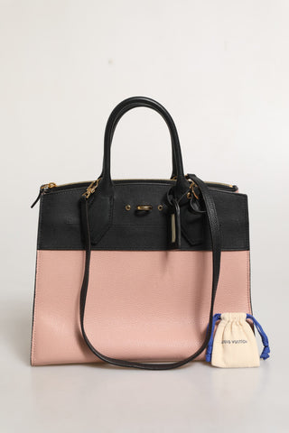Handtasche City Steamer aus pinkfarbenem und schwarzem Leder